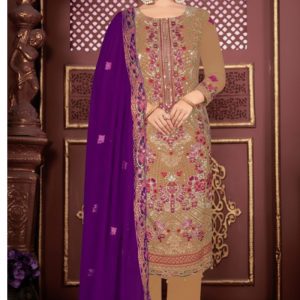 EXCLUSIVE RELSSA DESIGN DIGITAL PRINT CHINON SALWAR SUIT DHF D NO305 OLIV COLOR