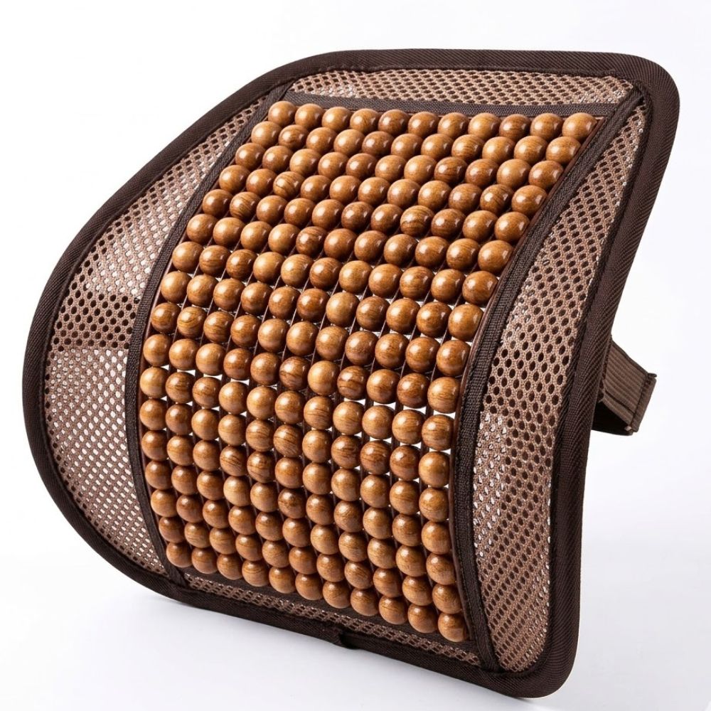 Ergonomic Wooden Back Lumbar Support for Pain Relief Car Seat & Office Chair - Image 2