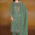 Exclusive Vipul Nora Designer Embroidered Chiffon Salwar Suit DHF Pink Color