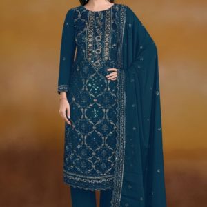 Exclusive Vipul Nora Designer Embroidered Chiffon Salwar Suit DHF Pink Color
