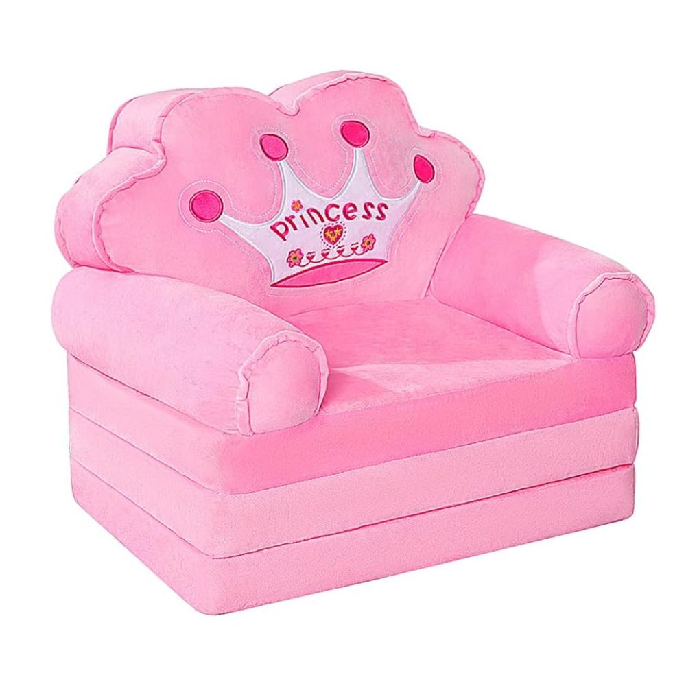 Foldable Toddler Couch Bed Princess-Themed Kids Sofa Lounger for Girls - Image 4