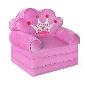 Foldable Toddler Couch Bed Princess-Themed Kids Sofa Lounger for Girls