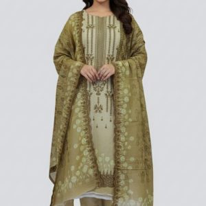 Gull Jee Premium Quality Soft Cotton Oliv Color Three Pieces D 34108