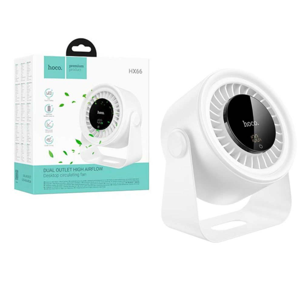 Hoco HX66 Desktop 5-Speed Digital Display 11 Hours Battery Circulating Fan - Image 2