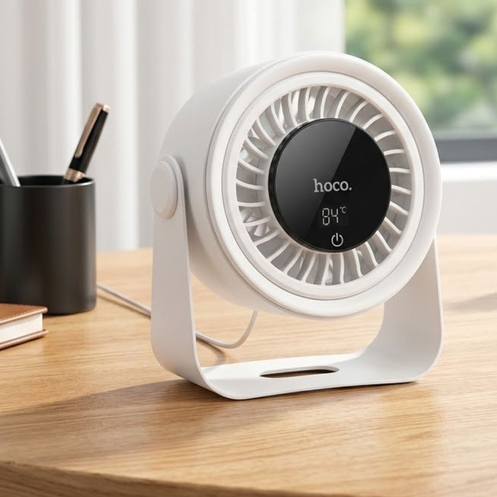 Hoco HX66 Desktop 5-Speed Digital Display 11 Hours Battery Circulating Fan - Image 4