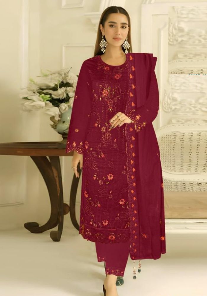 Vipul Fashion Party Wear Design Salwar Kameez Maroon