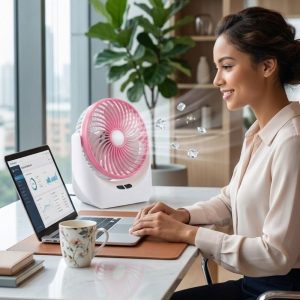 JY SUPER Portable LED Light Mini Rechargeable Fan With USB Port