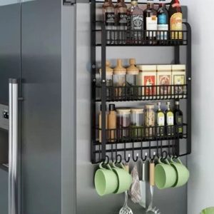 Multi-Function Refrigerator Side Rack: Wall-Mounted Kitchenware Shelf