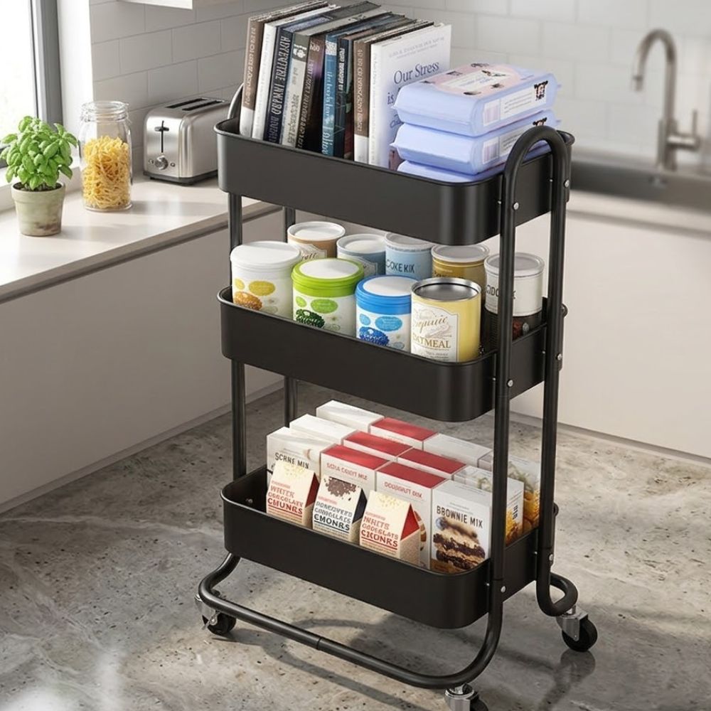 New Binca 3 Layer Kitchen Rack Movable Trolley - Image 3