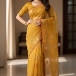 Original Dhakai Jamdani Sare Pure Cotton With Blouse Piece Brown Color DH 5