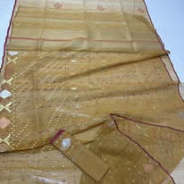 Original Dhakai Jamdani Sare Pure Cotton With Blouse Piece Brown Color DH 5 - Image 3