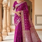 Original Dhakai Jamdani Saree Pure Cotton With Blouse Piece Purple Color DH16