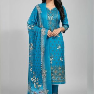 Premium Quality Pure Swis Cotton Printed Three Pieces RBL 09