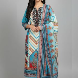 Premium Quality Pure Swis Cotton Printed Three Pieces RBL 10