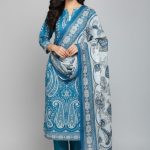 Premium Quality Pure Swis Cotton Printed Three Pieces RBL 20