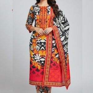 Premium Quality Pure Swis Cotton Printed Three Pieces RBL 33