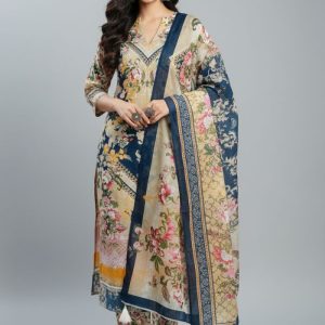 Premium Quality Pure Swis Cotton Printed Three Pieces RBL 51
