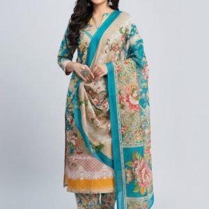 Premium Quality Pure Swis Cotton Printed Three Pieces RBL 54