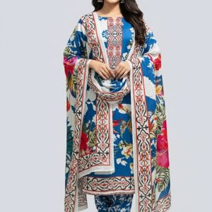 Premium Quality Pure Swis Cotton Printed Three Pieces RBL 01