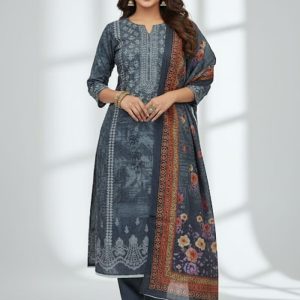Premium Quality Printed Pure Cotton Three Pieces Salwar Kameez Tex One BD 3707