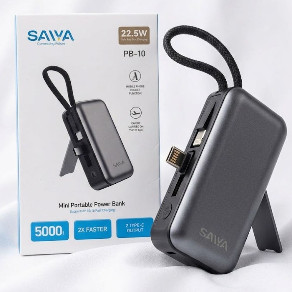 SAIYA PB-10 Mini Portable Power Bank 5000mAh – 22.5W Fast Charging with Dual Type-C - Image 3