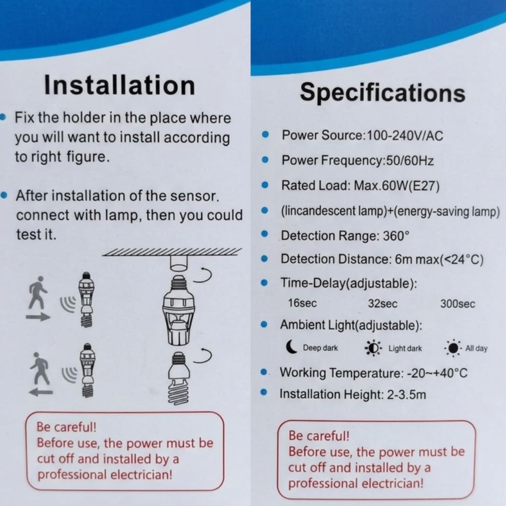 Smart Motion Infrared Sensor Light Bulb Holder E27 / B22 Automatic LED Switch AC 110V 220V - Image 6