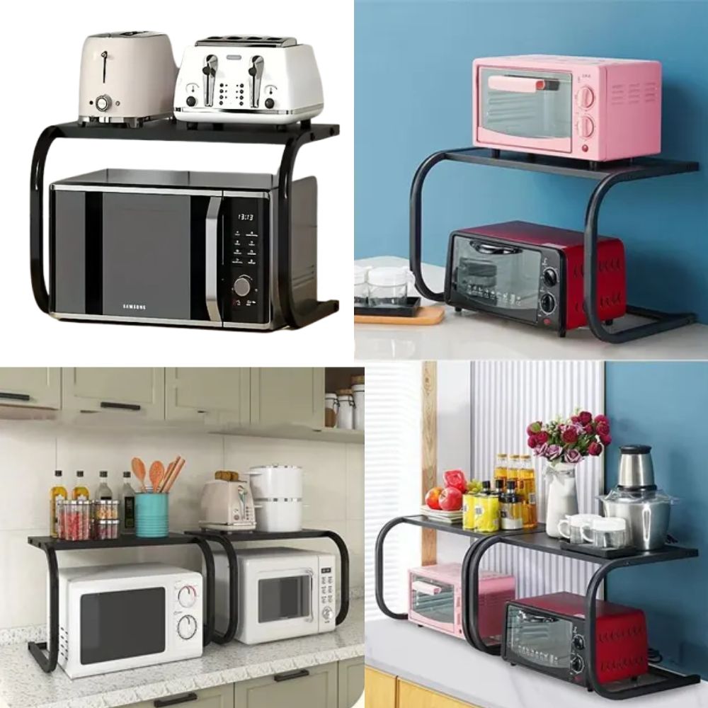 Space-Saving Kitchen Rack – Multifunctional Metal Storage Shelf & Oven Organizer - Image 2