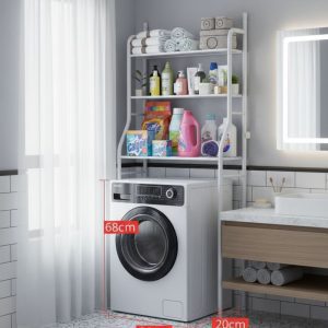 3 Tier Over Toilet Bathroom Storage Rack: Stainless Steel Laundry & Washing Machine Shelf