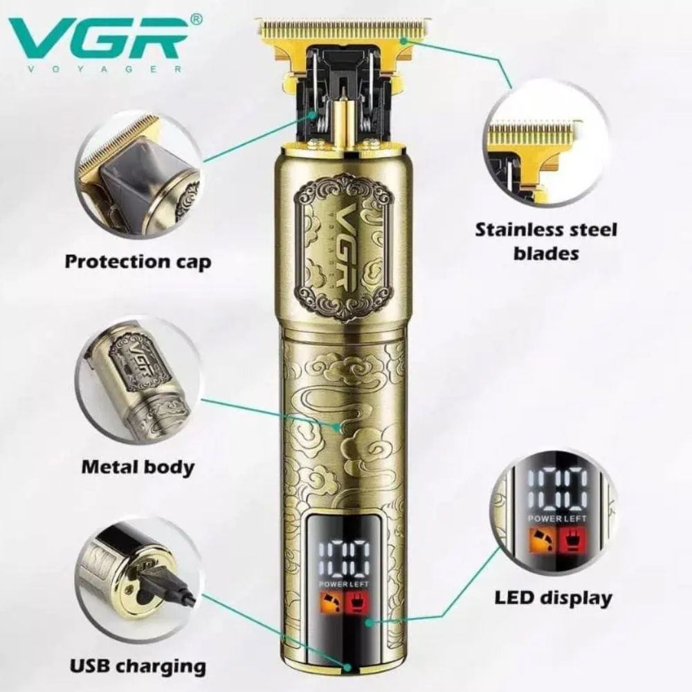 VGR V-073 Professional Rechargeable Hair Trimmer with LED Display - Image 2