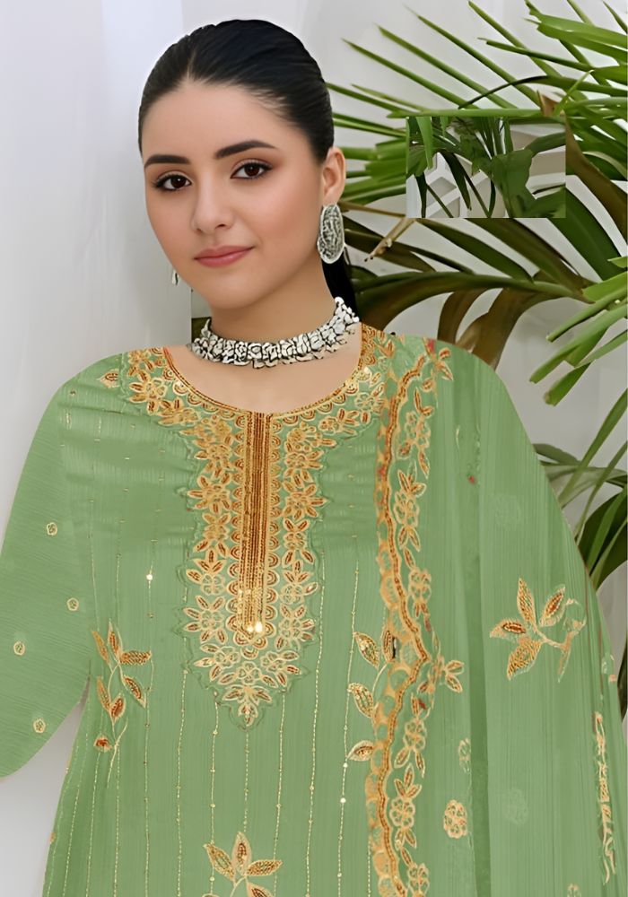 Vivek Fashion Style Premium Quality Salwar Kameez Green Color - Image 2