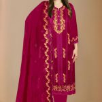 Vipul Fashion Amina Heavy Embroidery Work Chiffon Suit Maroon Color