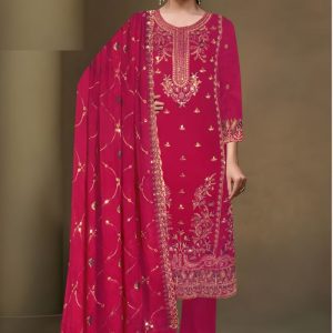 Exclusive Embroidered Three-Piece Pink Color Sawar Kameez