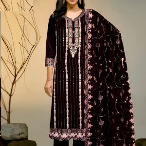 Exclusive Vipul Stella Design Organza Salwar Kameez Black Color