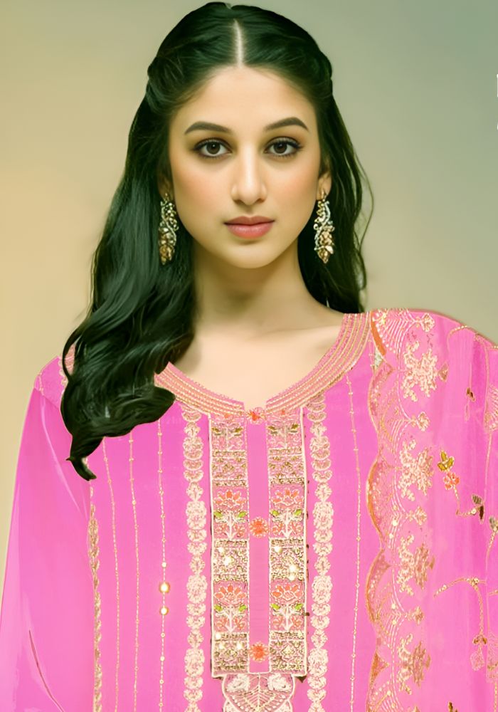 Exclusive Vipul Stellaa Design Organza Salwar Kameez Pink Color - Image 2