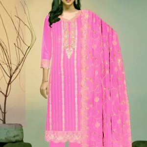 Exclusive Vipul Stellaa Design Organza Salwar Kameez Pink Color