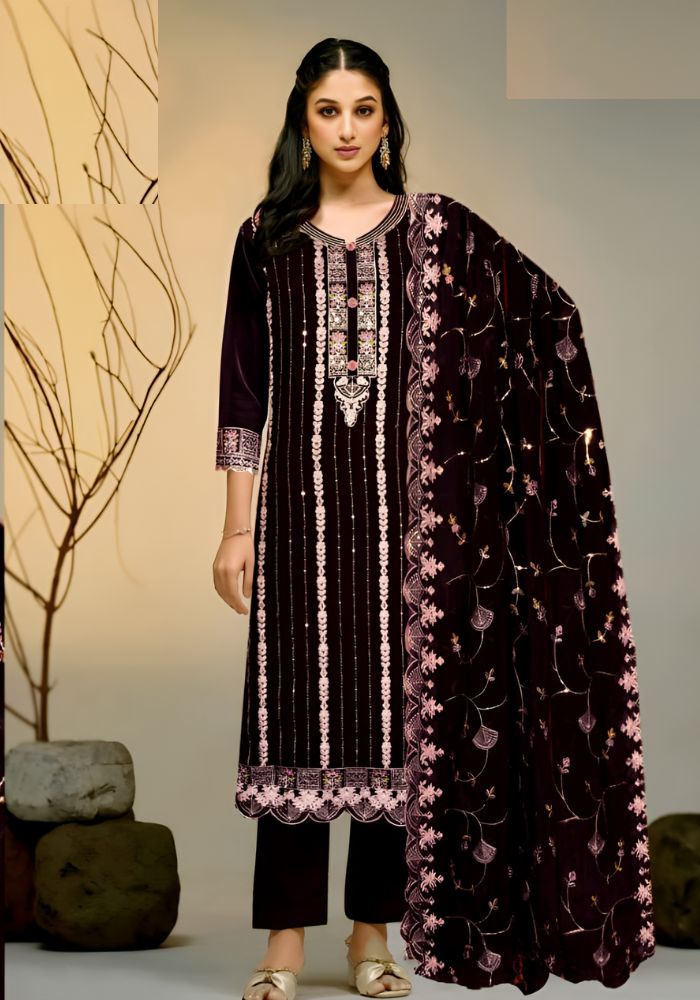 Exclusive Vipul Stella Design Organza Salwar Kameez Black Color