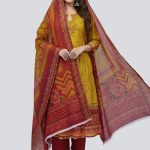 Exclusive Digital Embroidered Three Piece Viral D No 1090 Kathali Color
