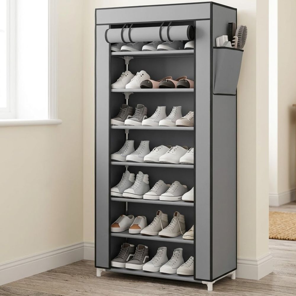 Zipper Type Portable 8 Layer Simple Shoe Rack