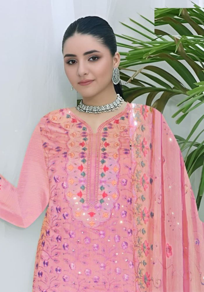 Johra Style Premium Party Wear Pink Color Dress - Image 2