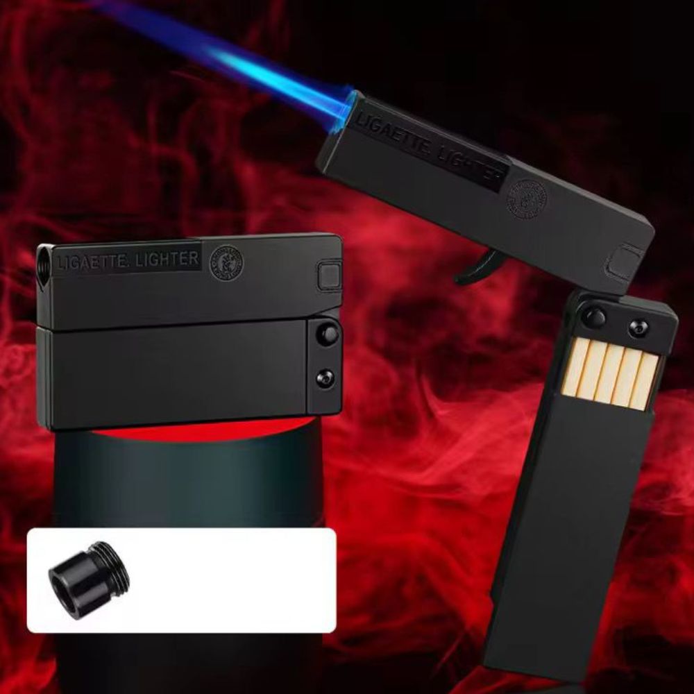 Foldable Jet Flame Lighter with Cigarette Case Box - Image 2