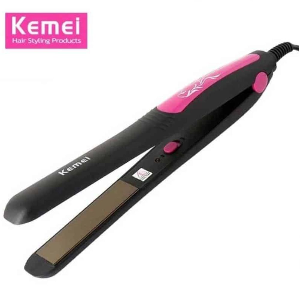 Kemei Km-328 Hair Straightener - Black and Pink